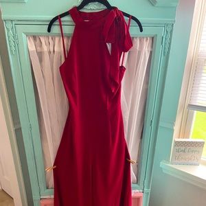 She + Sky red halter wide leg jumpsuit